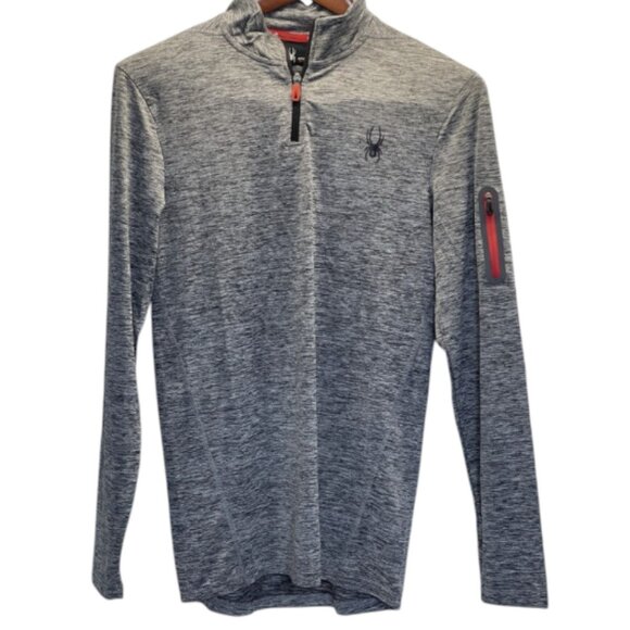 SPYDER ACTIVE 1/4 ZIP ACTIVE JACKET GRAY ZIP MEDIA ARM POCKET MEN'S Small NWT - Picture 1 of 4
